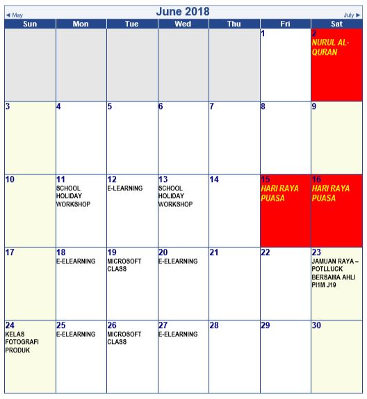 kalendar june